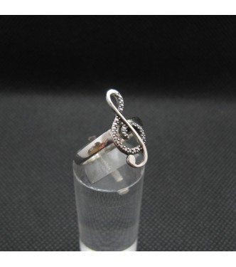 R002139 Handmade Sterling Silver Ring Treble Clef Genuine Solid Stamped 925 Empress